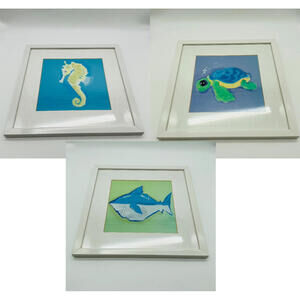 Anthony Morrow Framed Art from Target Set of Three Seahorse - Turtle - Shark